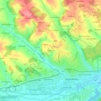 Carte topographique Weinberg, altitude, relief