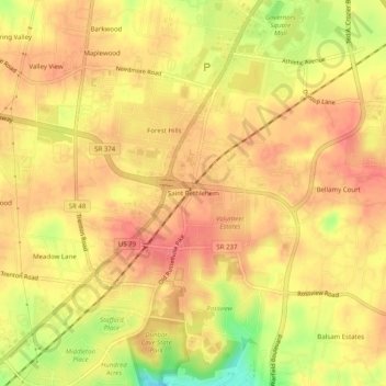 Carte topographique Saint Bethlehem, altitude, relief