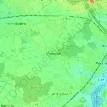 Carte topographique Mennrath, altitude, relief