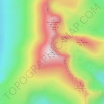 Carte topographique Mount Brandon, altitude, relief