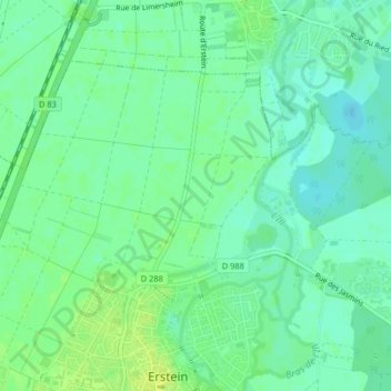 Carte topographique Binnenweg, altitude, relief