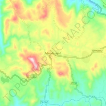 Carte topographique Mandangad, altitude, relief