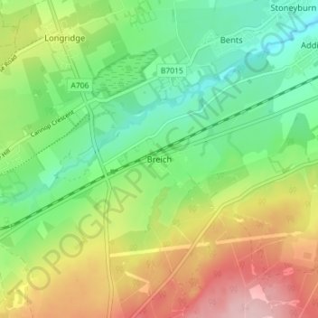 Carte topographique Breich, altitude, relief