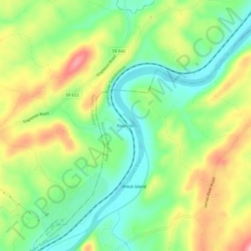 Carte topographique Riverville, altitude, relief