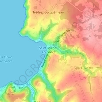Carte topographique Lan Gily, altitude, relief