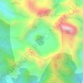 Carte topographique Mount Kelud, altitude, relief