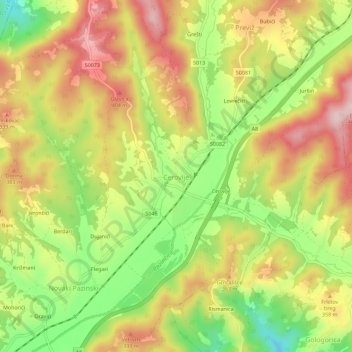 Carte topographique Cerovlje, altitude, relief
