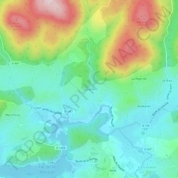 Carte topographique La Gâche, altitude, relief