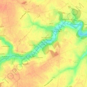 Carte topographique Le Moulin des Loges, altitude, relief