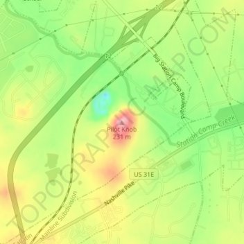 Carte topographique Pilot Knob, altitude, relief