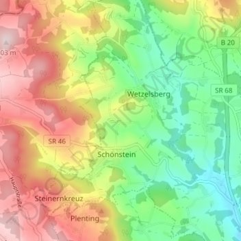 Carte topographique Auersdorf, altitude, relief
