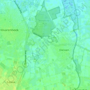 Carte topographique Waterstraat, altitude, relief