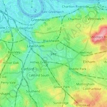 Carte topographique Lee, altitude, relief