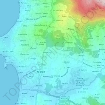 Carte topographique Grolos, altitude, relief