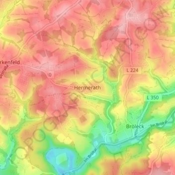 Carte topographique Hermerath, altitude, relief