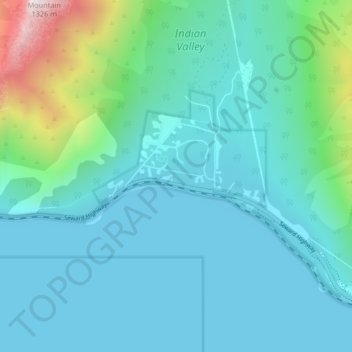 Carte topographique Indian, altitude, relief