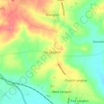 Carte topographique Tur Langton, altitude, relief