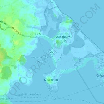 Carte topographique Exhöft, altitude, relief