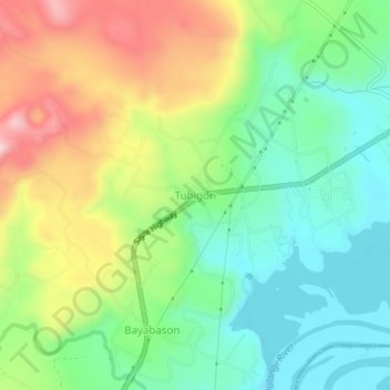 Carte topographique Tubigon, altitude, relief