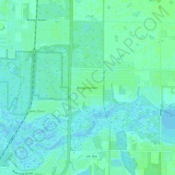 Carte topographique Ridge Harbor, altitude, relief