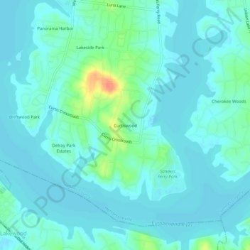 Carte topographique Curtiswood, altitude, relief