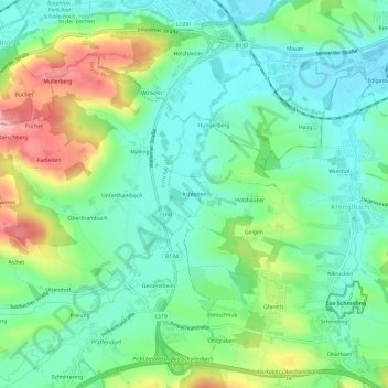 Carte topographique Achleiten, altitude, relief