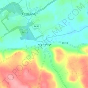 Carte topographique Ladysbridge, altitude, relief