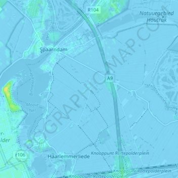 Carte topographique Spaarnwoude, altitude, relief