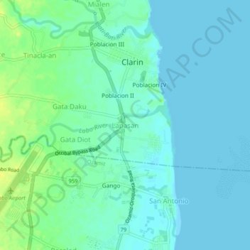 Carte topographique Lapasan, altitude, relief