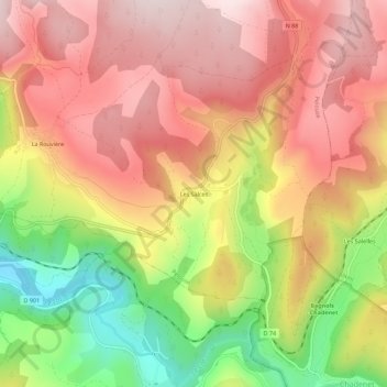 Carte topographique Les Salces, altitude, relief