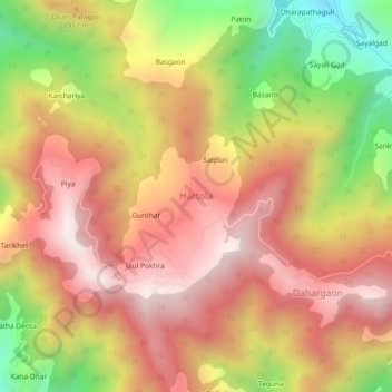 Carte topographique Hartola, altitude, relief