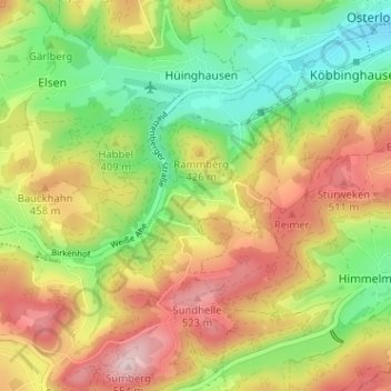 Carte topographique Langenbecke, altitude, relief