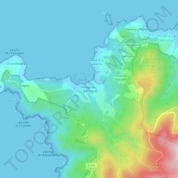 Carte topographique Portigliolo, altitude, relief