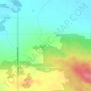 Carte topographique Brandon Hills, altitude, relief