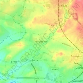 Carte topographique Knockentiber, altitude, relief