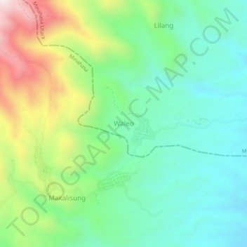 Carte topographique Waleo, altitude, relief