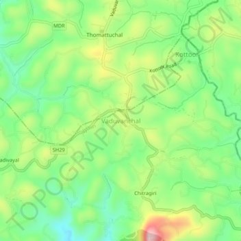 Carte topographique Vaduvanchal, altitude, relief