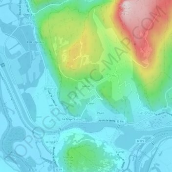 Carte topographique Lelinaz, altitude, relief