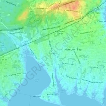 Carte topographique Springville, altitude, relief