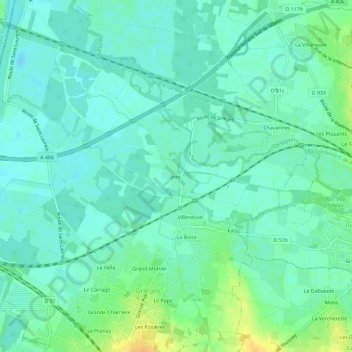 Carte topographique Jonc, altitude, relief