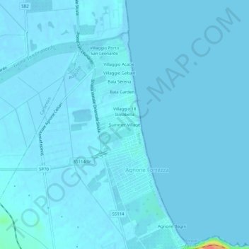 Carte topographique Summer Village, altitude, relief