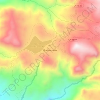Carte topographique Quelluacocha, altitude, relief