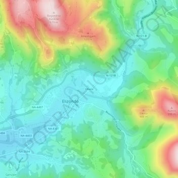 Carte topographique Elbete, altitude, relief