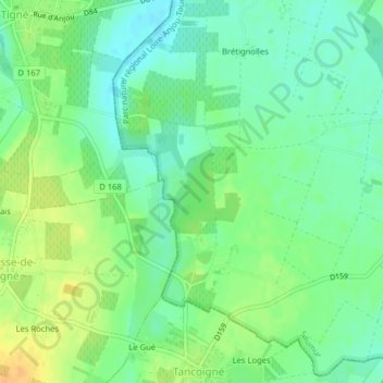 Carte topographique Les Fontaines, altitude, relief