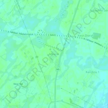Carte topographique Mbane, altitude, relief