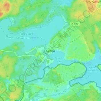 Carte topographique Canow, altitude, relief