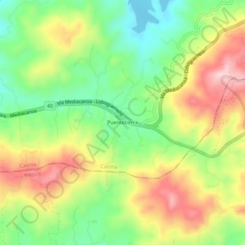 Carte topographique Puentetierra, altitude, relief