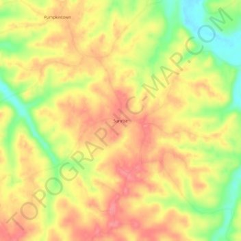 Carte topographique Sunrise, altitude, relief