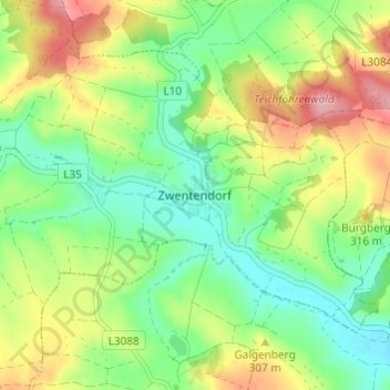 Carte topographique Zwentendorf, altitude, relief
