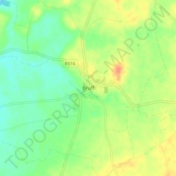 Carte topographique Bruff, altitude, relief